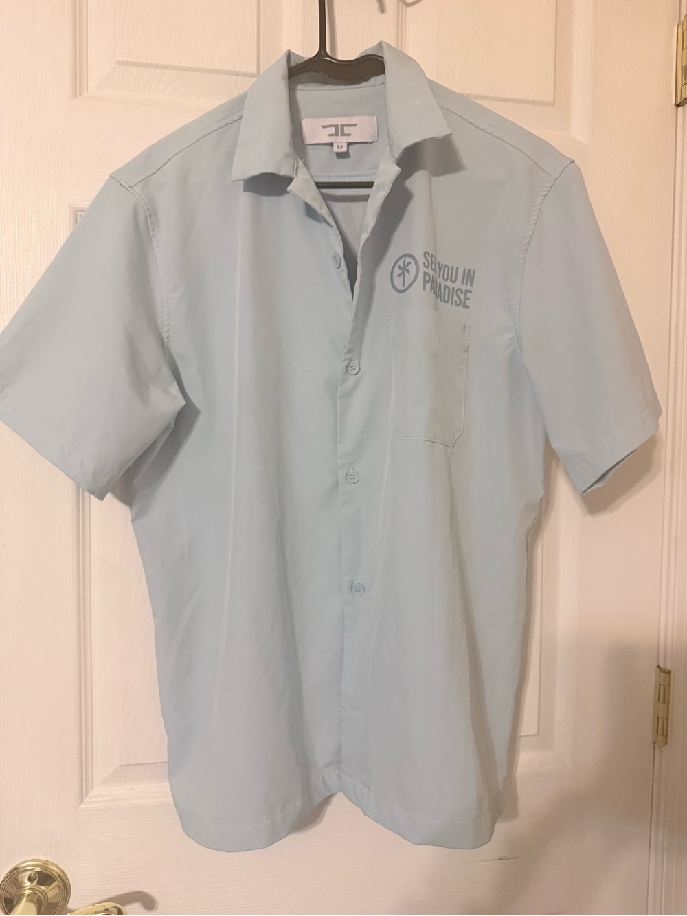 Jordan Craig see you in paradise Pale Blue Short Sleeve Button-Down Shirt